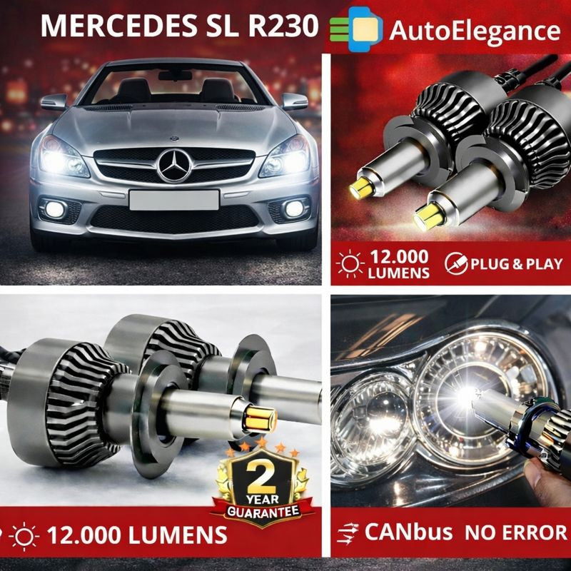 🔥KIT LED PER MERCEDES SL R230  ANABAGLIANTI H7 CANBUS Bianco 6500K 360 gradi🔥