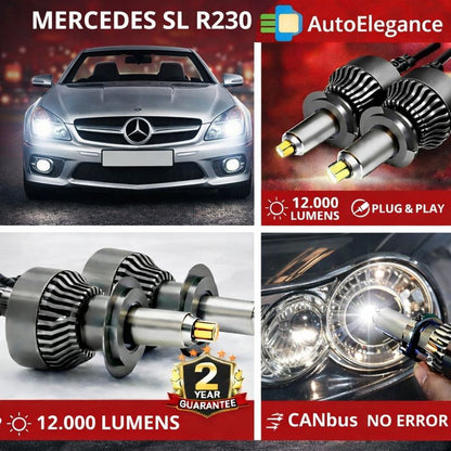🔥KIT LED PER MERCEDES SL R230  ANABAGLIANTI H7 CANBUS Bianco 6500K 360 gradi🔥