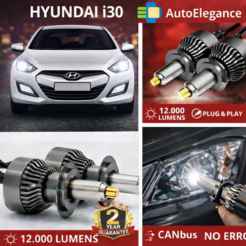 🔥KIT LED PER HYUNDAI i30 ANABAGLIANTI H7 CANBUS Bianco 6500K 360 gradi🔥