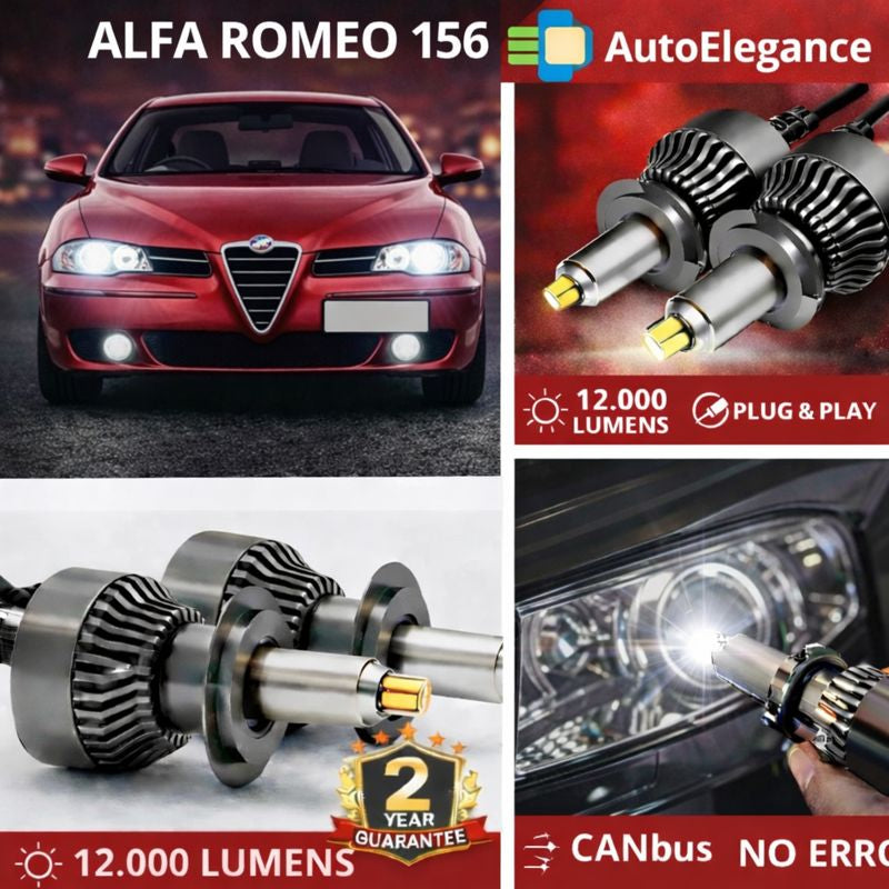 🔥KIT LED PER ALFA ROMEO 156 ANABAGLIANTI H7 CANBUS Bianco 6500K 360 gradi🔥