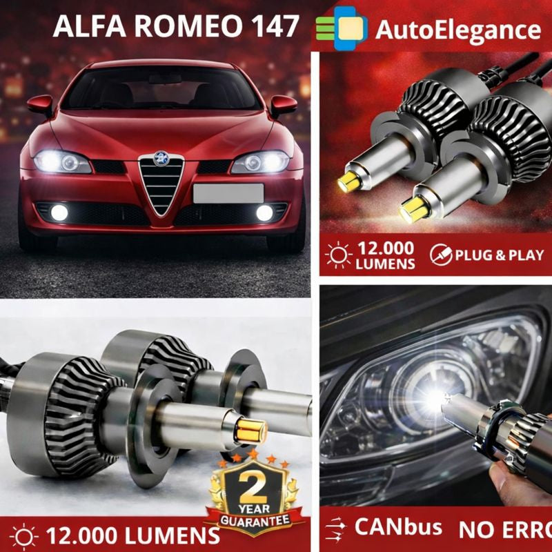 🔥KIT LED PER ALFA ROMRO 147 ANABAGLIANTI H7 CANBUS Bianco 6500K 360 gradi🔥