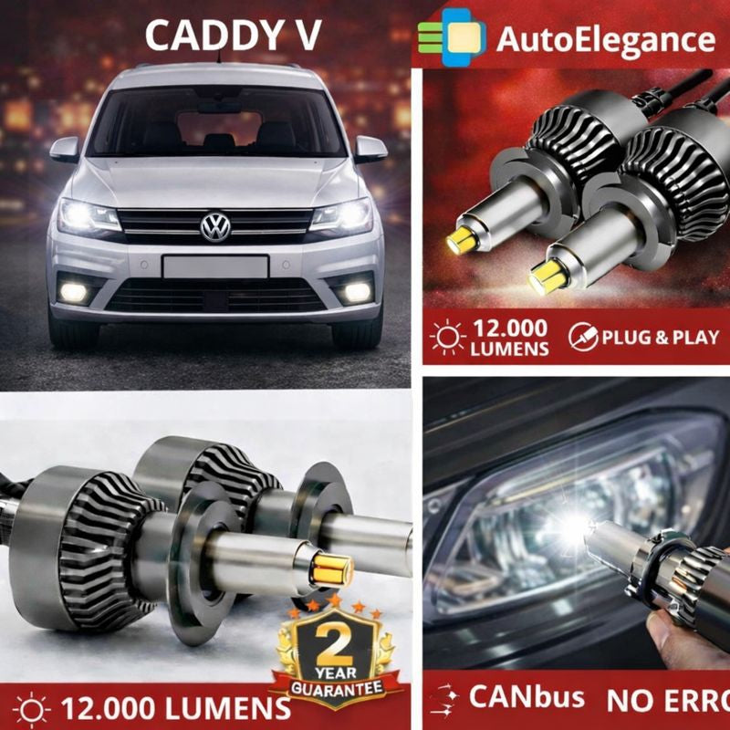 🔥KIT LED PER CADDY V ANABAGLIANTI H7 CANBUS Bianco 6500K 360 gradi🔥