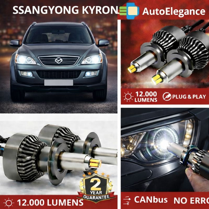 🔥KIT LED PER SSANGYONG KYRON ANABAGLIANTI H7 CANBUS Bianco 6500K 360 gradi🔥