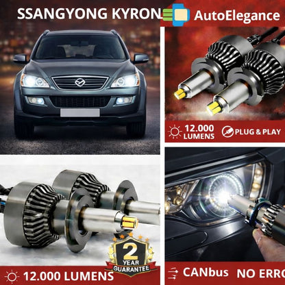🔥KIT LED PER SSANGYONG KYRON ANABAGLIANTI H7 CANBUS Bianco 6500K 360 gradi🔥
