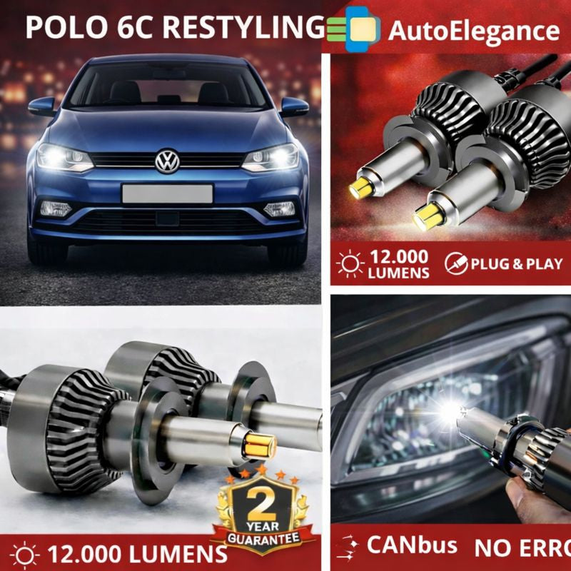 🔥KIT LED PER POLO 6C RESTYLING ANABAGLIANTI H7 CANBUS Bianco 6500K 360 gradi🔥