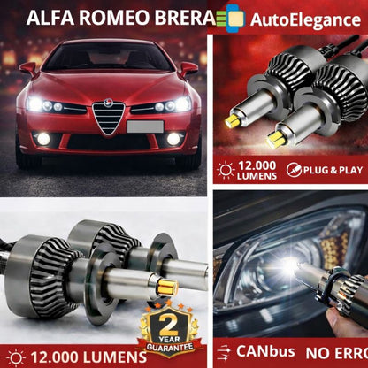 🔥KIT LED PER ALFA ROMEO BRERA ANABAGLIANTI H7 CANBUS Bianco 6500K 360 gradi🔥