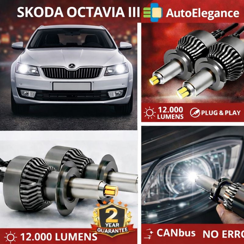 🔥KIT LED PER SKODA OCTAVIA III ANABAGLIANTI H7 CANBUS Bianco 6500K 360 gradi🔥