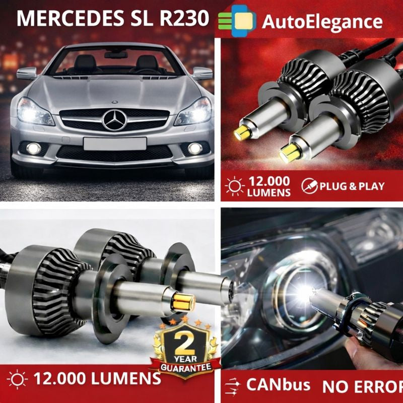 🔥KIT LED PER MERCEDES SL R230 ANABAGLIANTI H7 CANBUS Bianco 6500K 360 gradi🔥