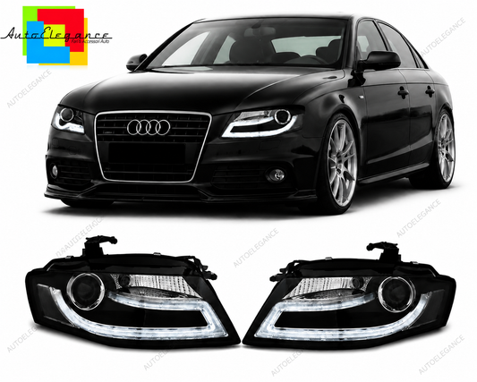 💕 Fari Anteriori Adatto per Audi A4 B8 2008-2011 Xenon True DRL Nero 💕