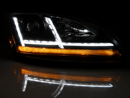 💕 Fari Anteriori Adatto per Audi TT 8J 2006-2010 Xenon LED DRL Seq Nero 💕