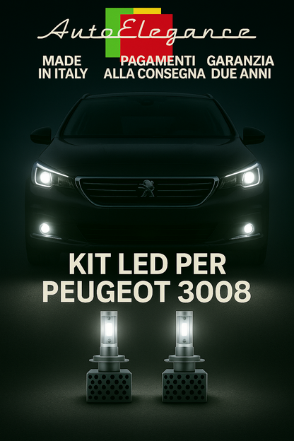 🔥KIT LED D1S 6000K Anabbaglianti + Fendinebbia per Peugeot 3008 Bianco CANBUS🔥