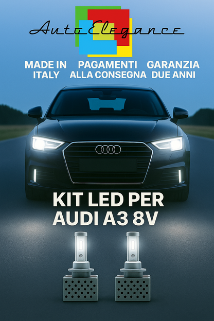 🔥 KIT LED D3S 6000K BIANCO CANBUS Anabbaglianti + Fendinebbia per AUDI A3 8V 🔥