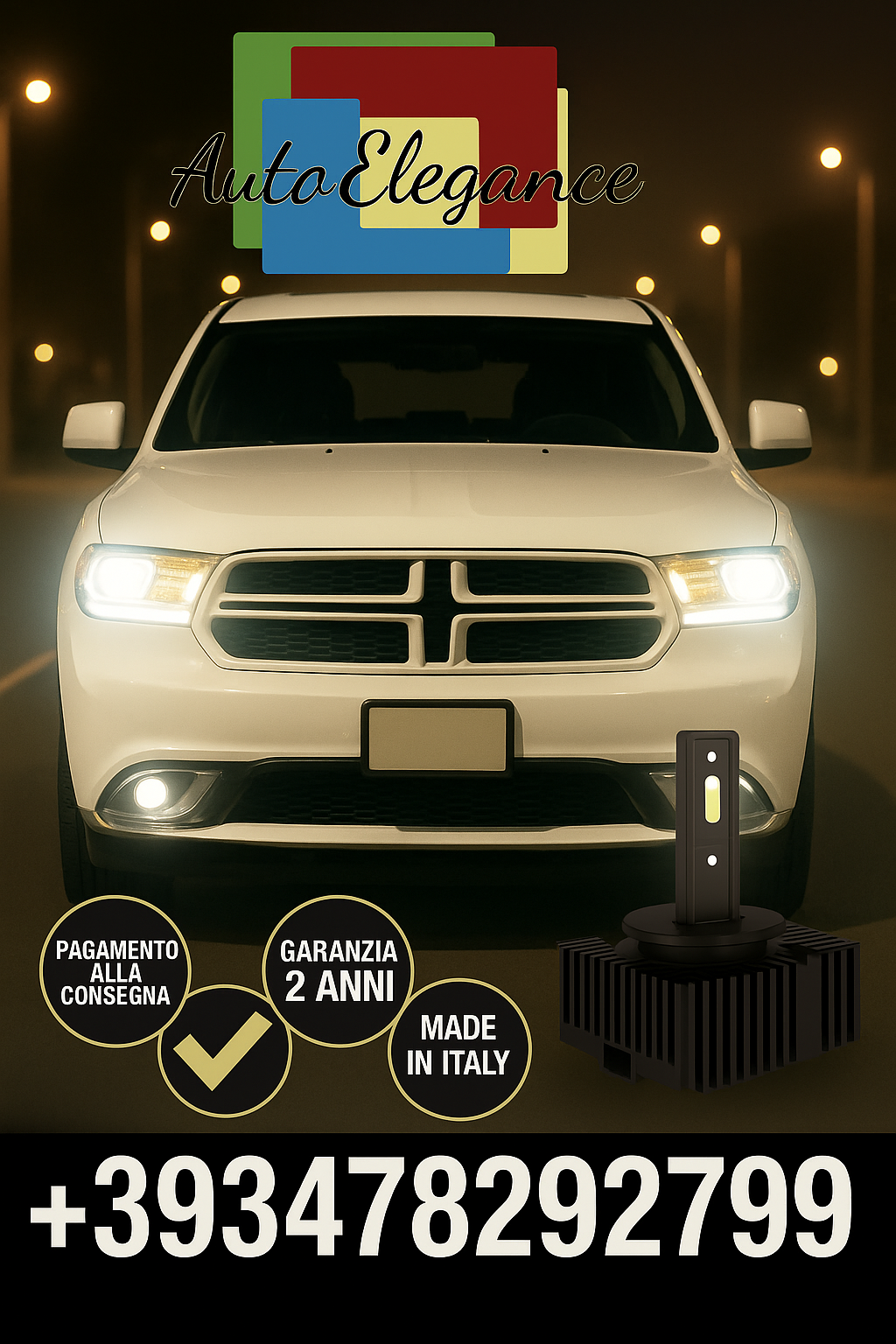 ⭐KIT LED D1S 6000K BIANCO CANBUS – Anabbaglianti per Dodge Durango⭐