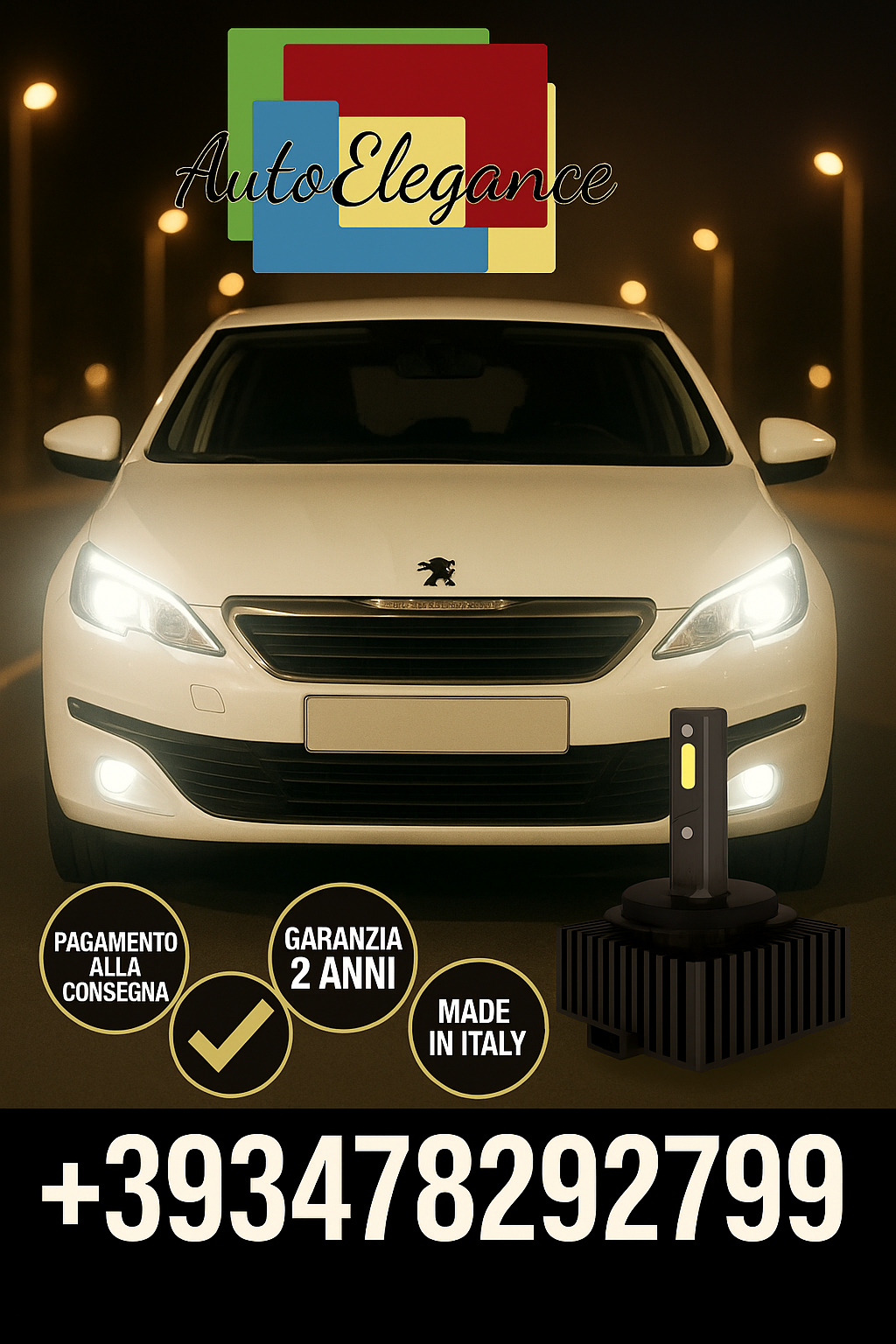 ⭐KIT LED D1S 6000K BIANCO CANBUS – Anabbaglianti per Peugeot 508⭐