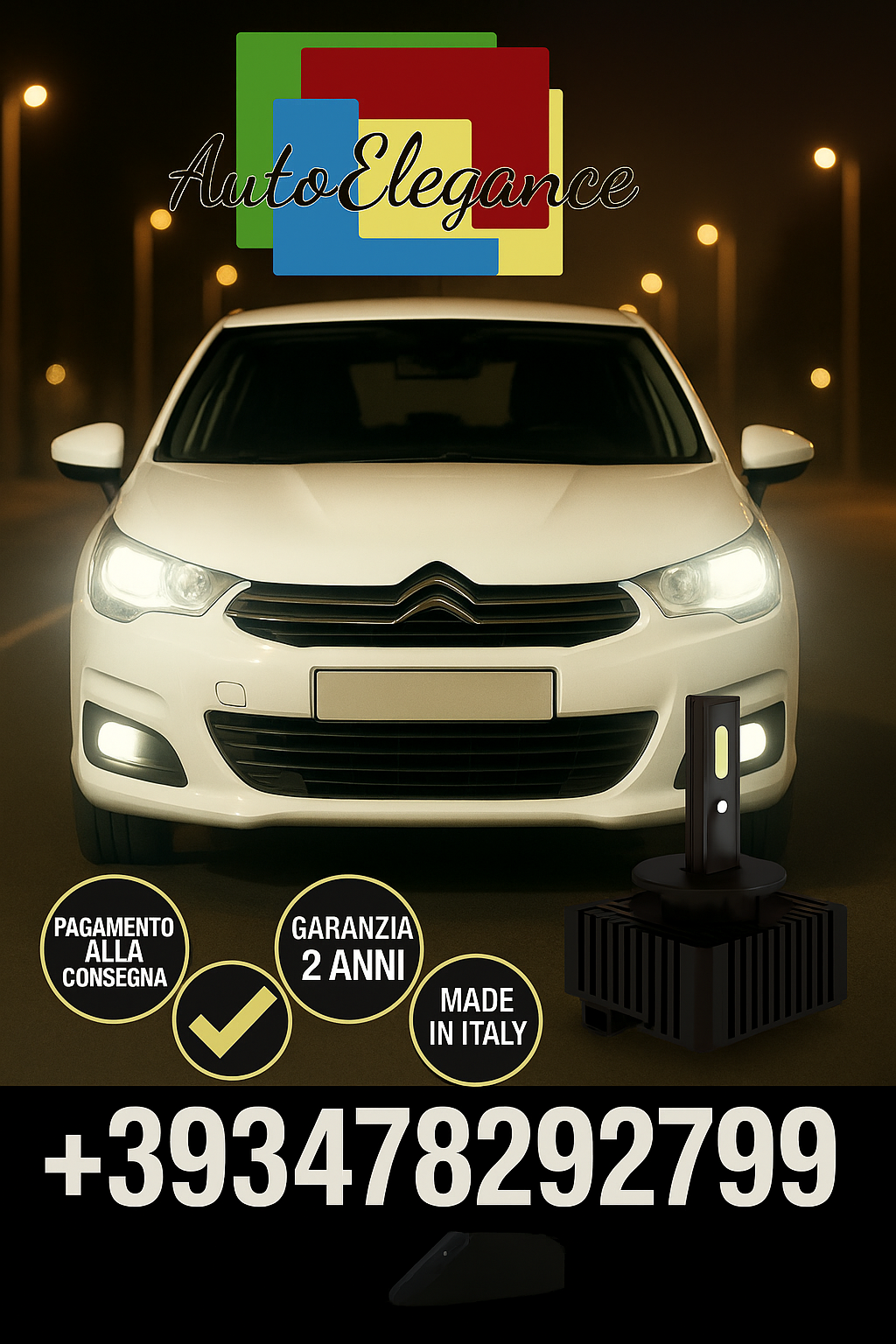 ⭐KIT LED D1S 6000K BIANCO CANBUS – Anabbaglianti per Citroën C4⭐