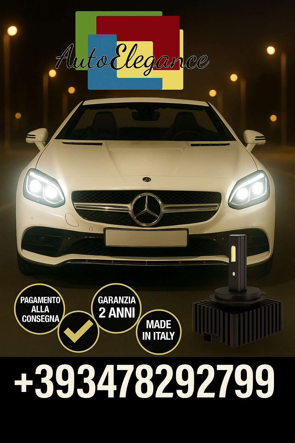 ⭐KIT LED D1S 6000K BIANCO CANBUS – Anabbaglianti per Mercedes-Benz SLC⭐