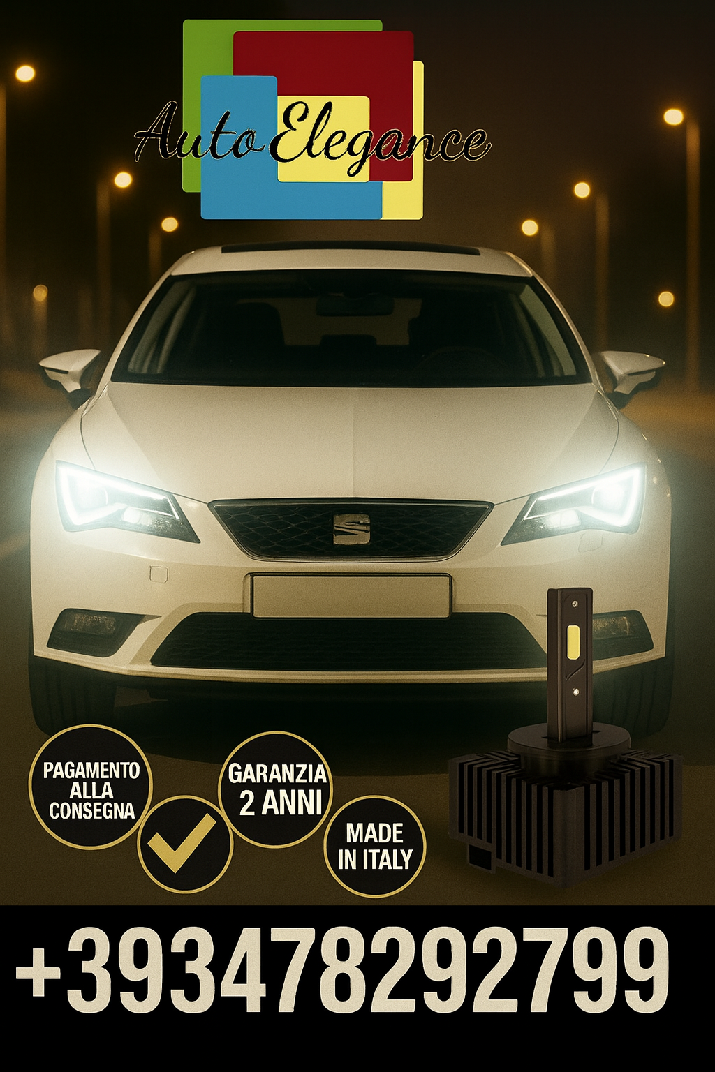 ⭐KIT LED D1S 6000K BIANCO CANBUS – Anabbaglianti per Seat Leon⭐