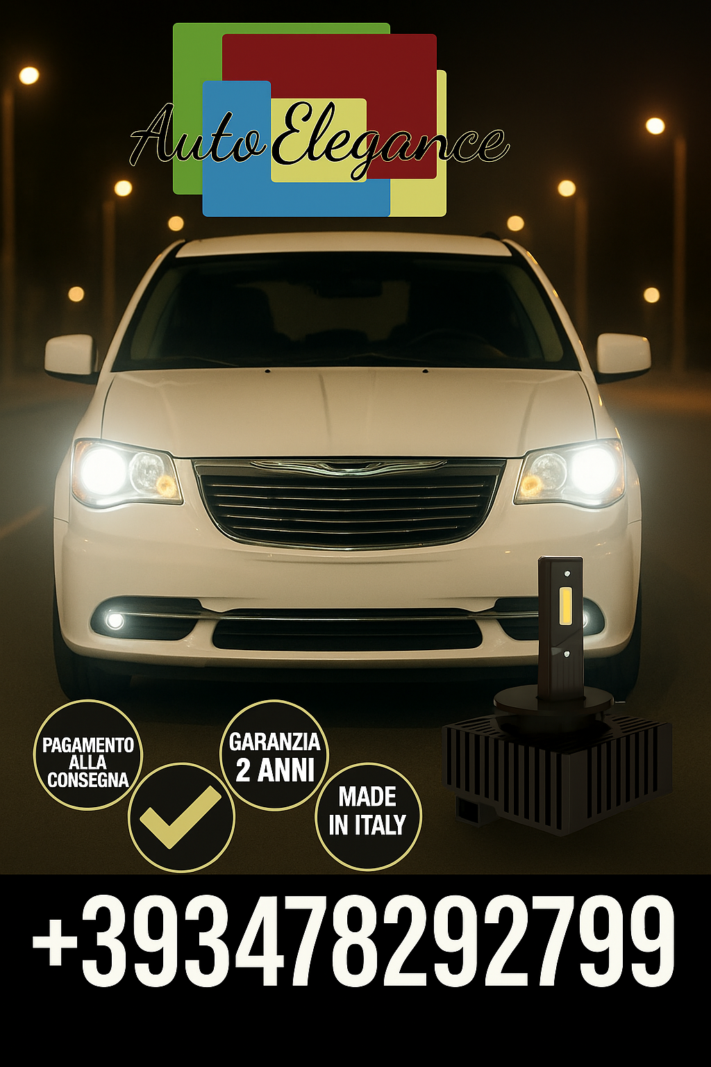 ⭐KIT LED D1S 6000K BIANCO CANBUS – Anabbaglianti per Chrysler Voyager IV⭐