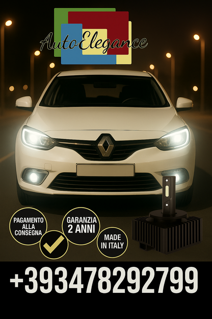 ⭐KIT LED D1S 6000K BIANCO CANBUS – Anabbaglianti per Renault Mégane CC⭐