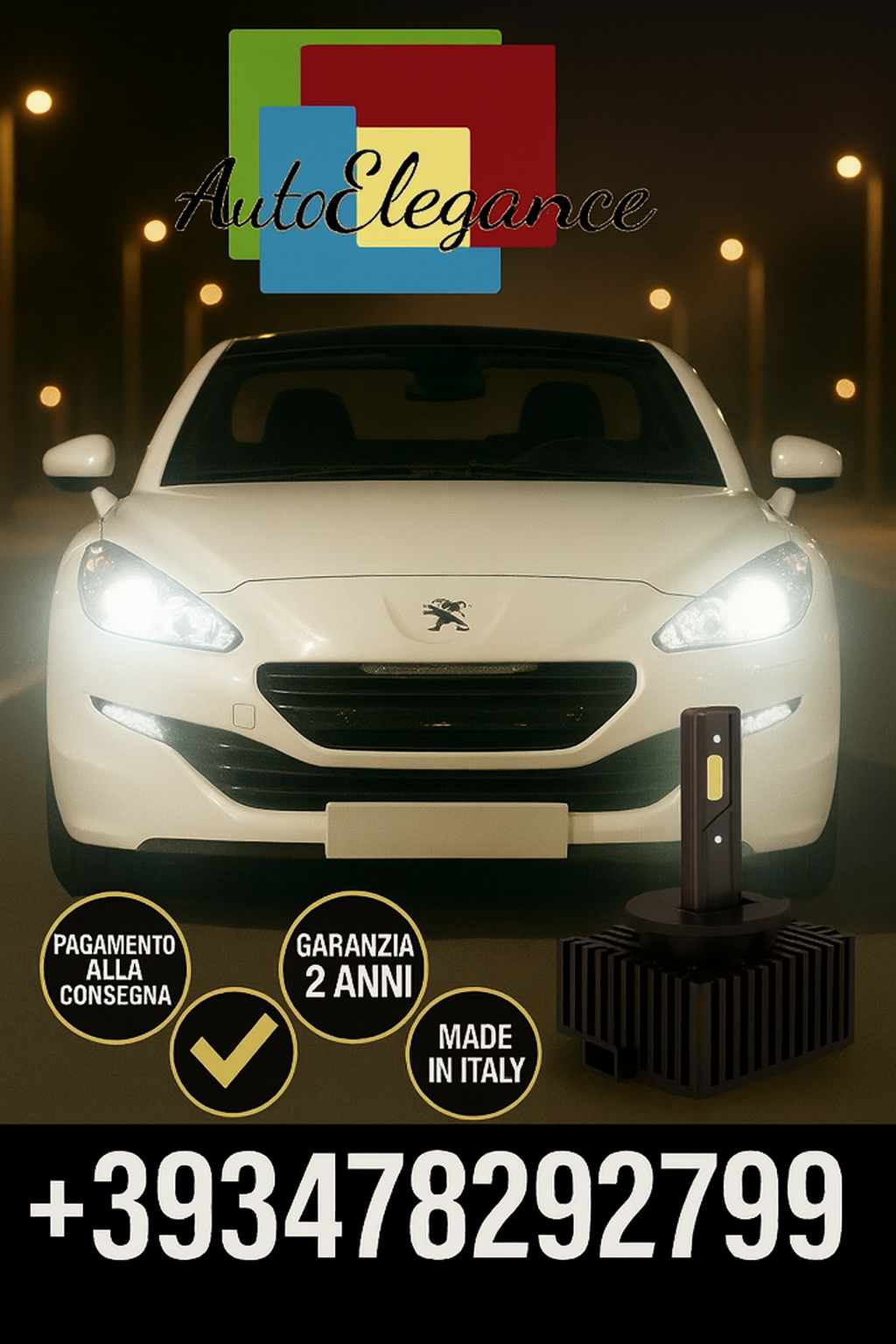 ⭐KIT LED D1S 6000K BIANCO CANBUS – Anabbaglianti per Peugeot RCZ⭐