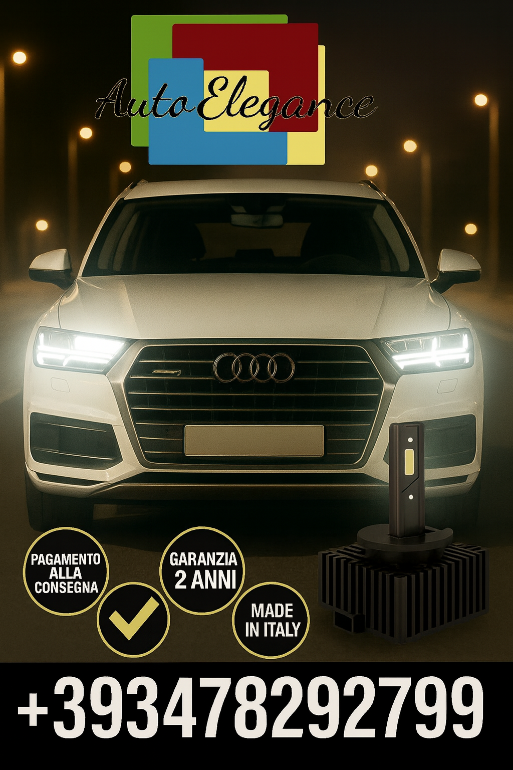 ⭐KIT LED D1S 6000K BIANCO CANBUS – Anabbaglianti per Audi Q7⭐