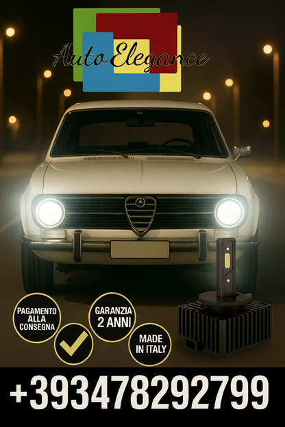 ⭐KIT LED D1S 6000K BIANCO CANBUS – Anabbaglianti per Alfa Romeo Alfetta⭐