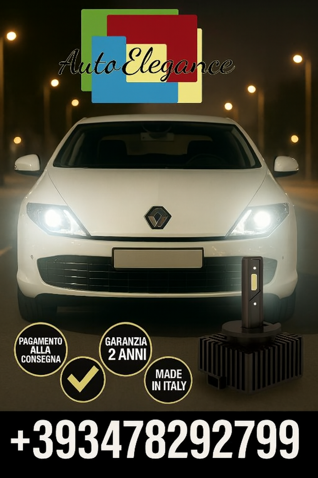 ⭐KIT LED D1S 6000K BIANCO CANBUS – Anabbaglianti per Renault Laguna Coupé⭐