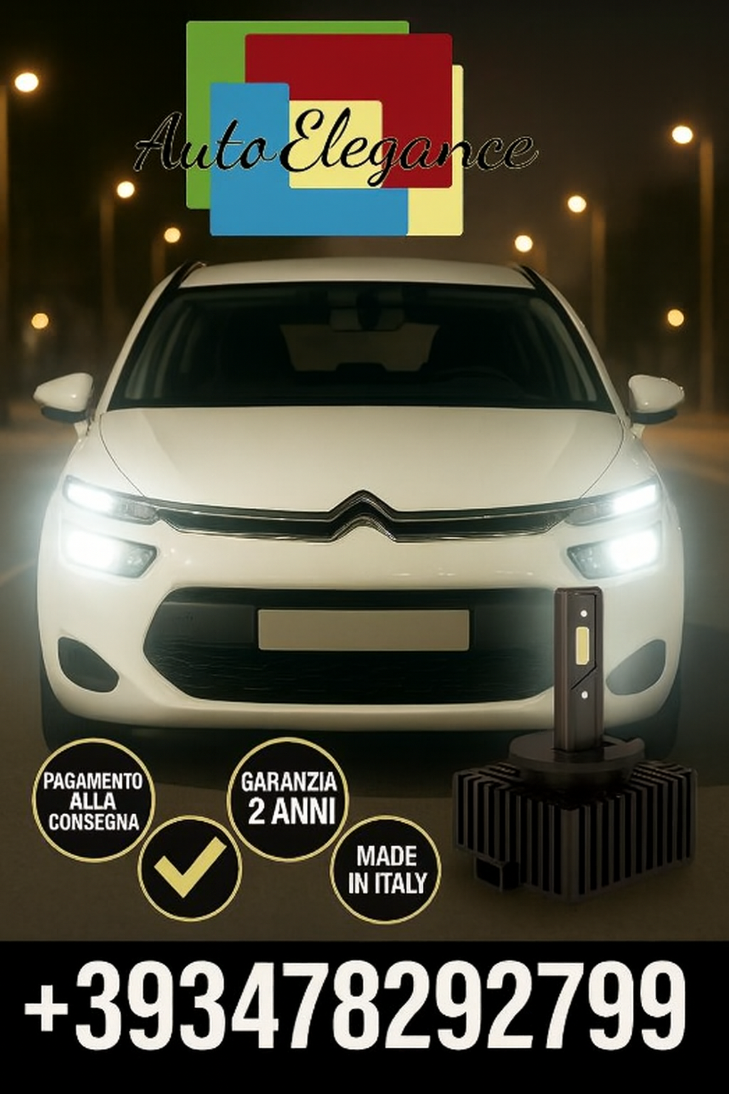 ⭐KIT LED D1S 6000K BIANCO CANBUS – Anabbaglianti per Citroën C4 Picasso I⭐