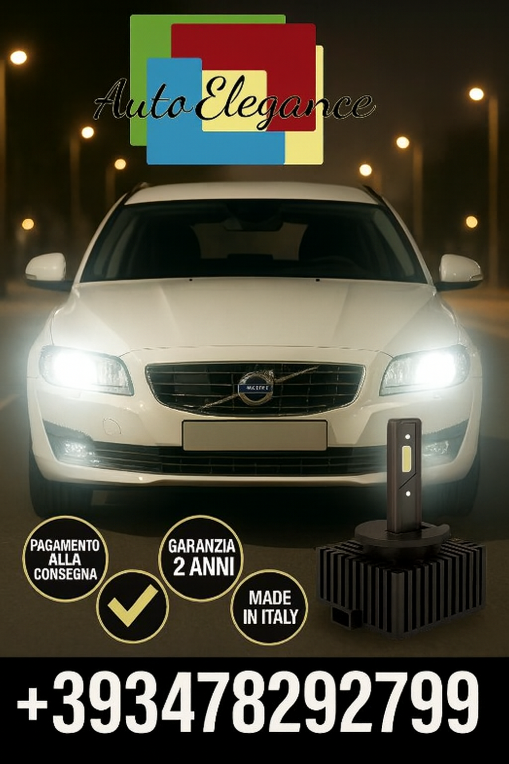 ⭐KIT LED D1S 6000K BIANCO CANBUS – Anabbaglianti per Volvo V70 III⭐