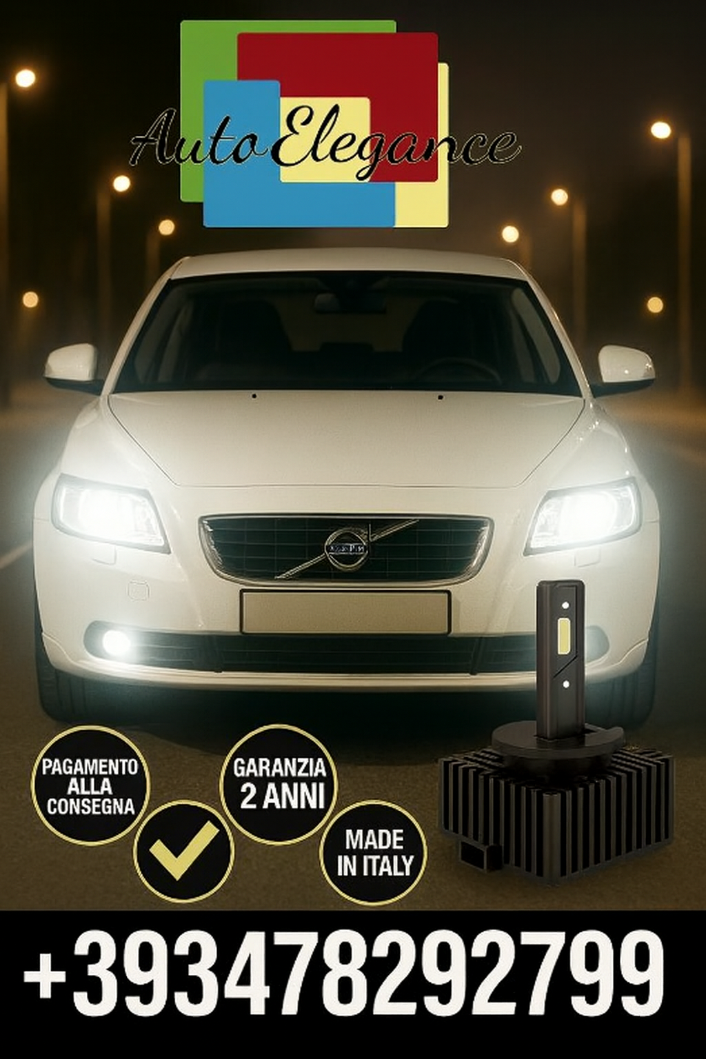 ⭐KIT LED D1S 6000K BIANCO CANBUS – Anabbaglianti per Volvo S40 II⭐