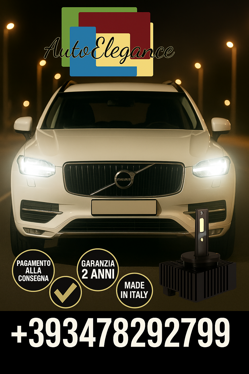 ⭐KIT LED D1S 6000K BIANCO CANBUS – Anabbaglianti per Volvo XC90 I⭐