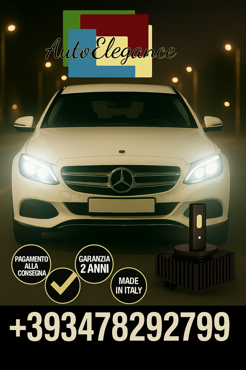 🔥KIT LED D1S 6000K BIANCO CANBUS – Anabbaglianti per Mercedes-Benz Classe C🔥