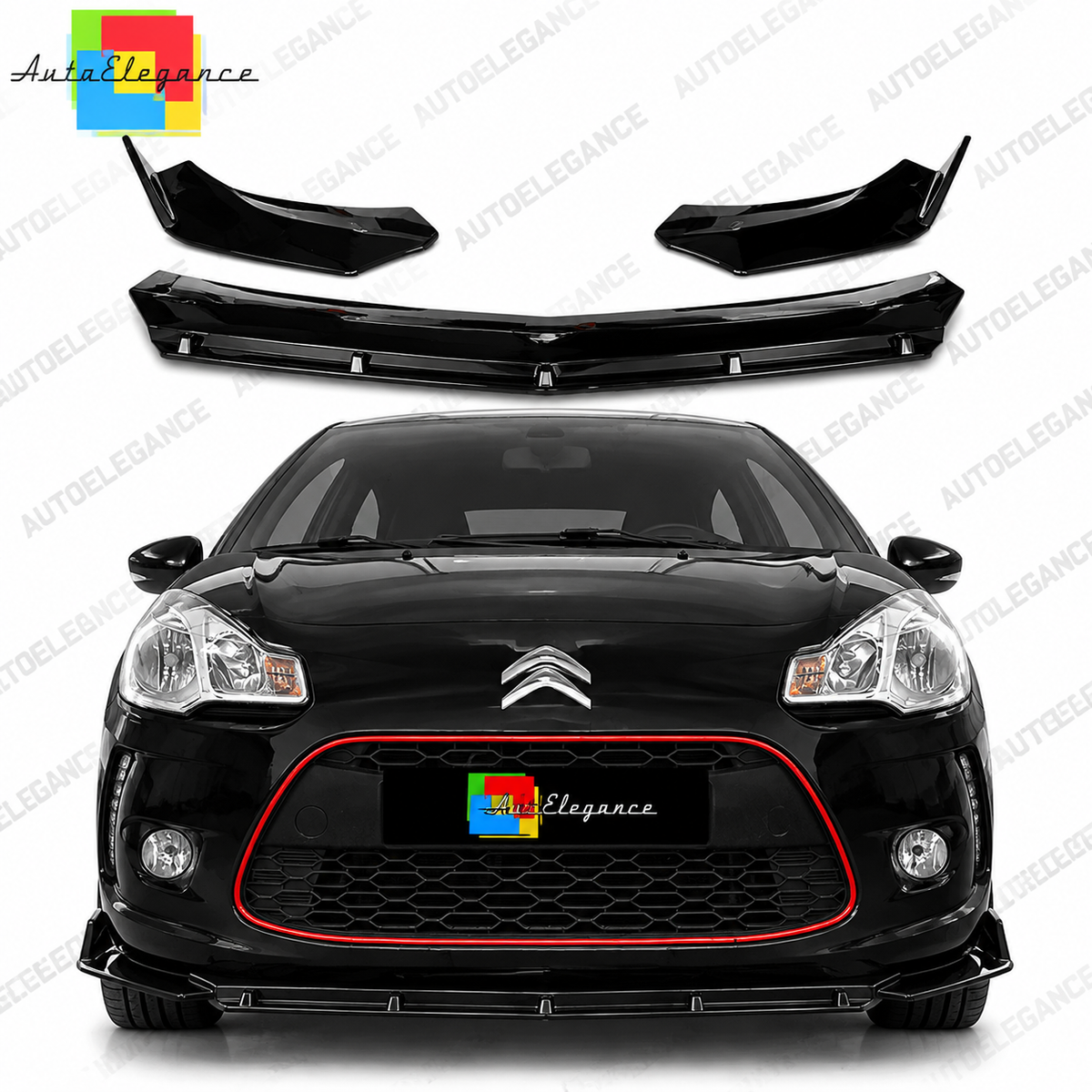 👉Spoiler Anteriore Stile Brabus adatto per Citroën DS3 10-16 Nero Lucido👈