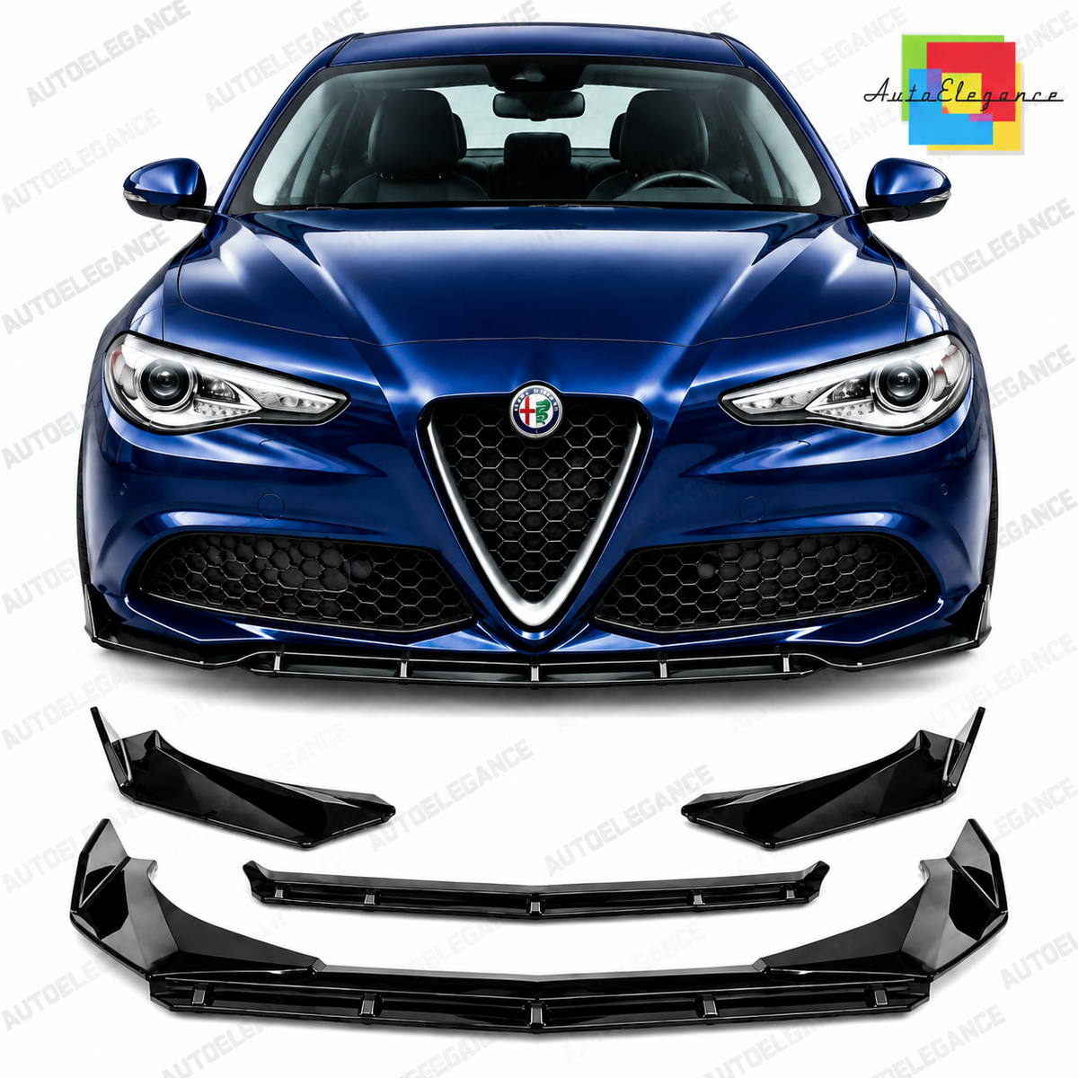 💕0037 Splitter Anteriore Adatto per Alfa Romeo Giulia 15-21 Sport Nero Lucido💕
