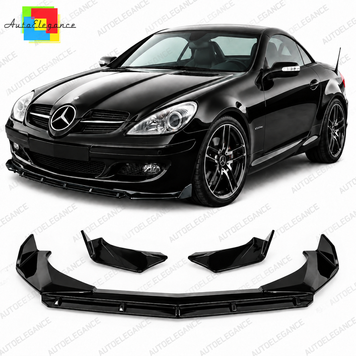 💕ART.0037 Splitter Anteriore Adatto per Mercedes SLK R171 Nero Lucido RS 3P 💕