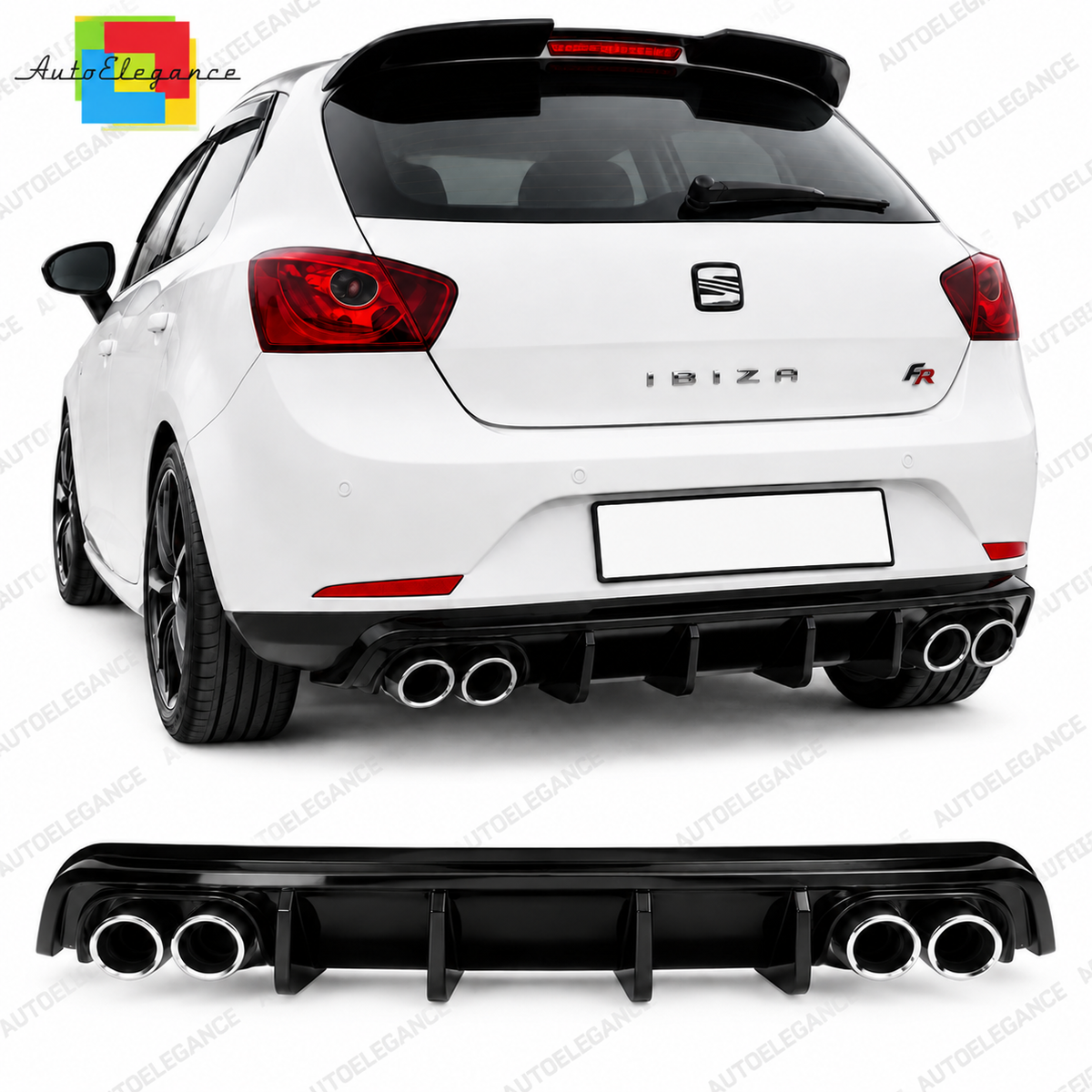 💕ART.0634 Diffusore Posteriore Adatto per Seat Ibiza 6J 08-16 ABS 4 Terminali💕