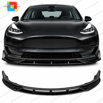 💕 Splitter Anteriore Adatto per Tesla Model 3 17-22 Piano Black Lip 💕