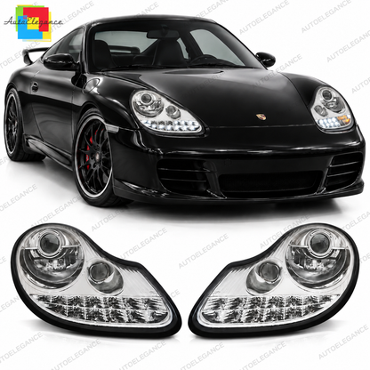 💕 Fari Anteriori Adatti per Porsche Boxster 96-04 911 996 LED Cromati 💕