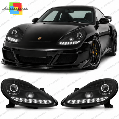 💕 Fari Anteriori Adatti per Porsche Boxster 96-04 911 996 LED Neri 💕