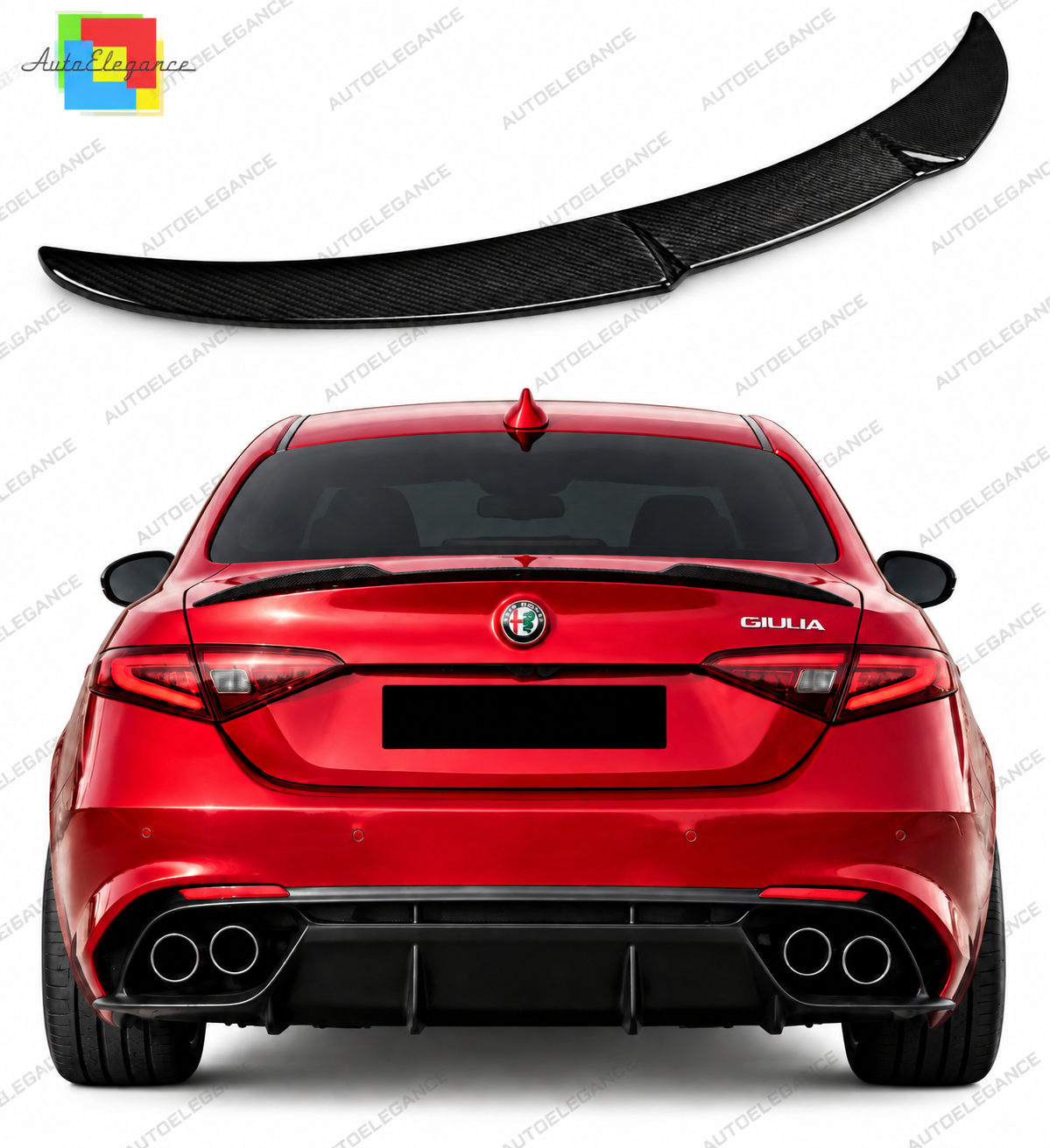 💕 Spoiler Baule Adatto per Alfa Romeo Giulia Veloce Carbon Look ABS 💕