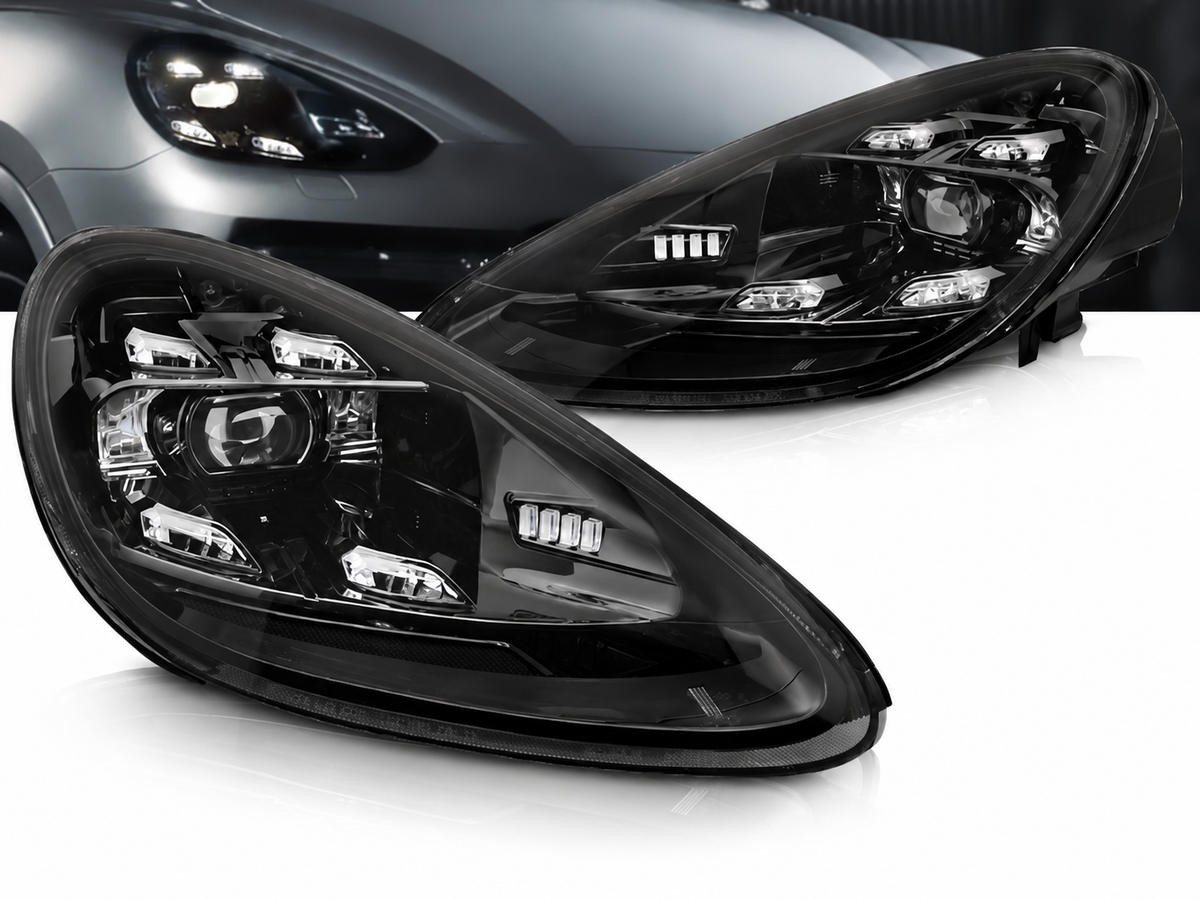 💕 Fari Anteriori Adatti per Porsche Cayenne 10-15 LED DRL Neri AFS 💕
