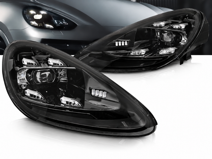 💕 Fari Anteriori Adatti per Porsche Cayenne 10-15 LED DRL Neri AFS 💕