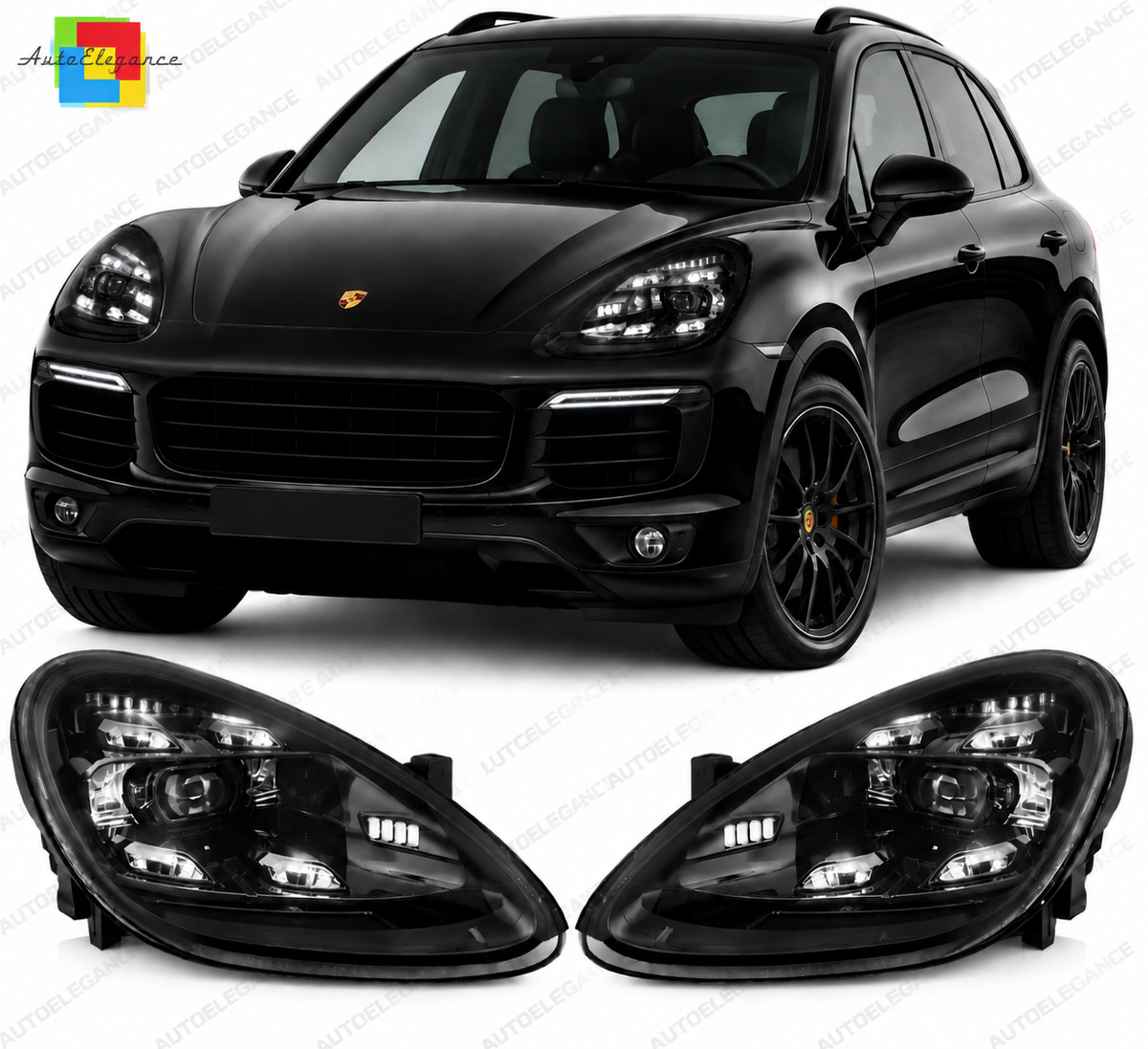 💕 Fari Anteriori Adatti per Porsche Cayenne 10-15 LED DRL Neri AFS 💕