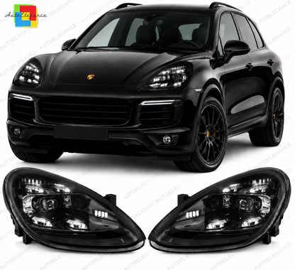 💕 Fari Anteriori Adatti per Porsche Cayenne 10-15 LED DRL Neri AFS 💕