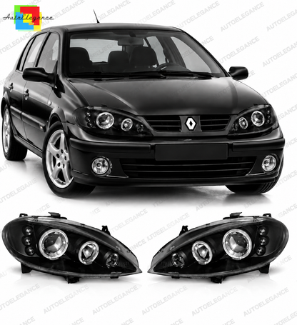 💕 Fari Anteriori Adatti per Renault Megane 99-02 Angel Eyes Neri 💕