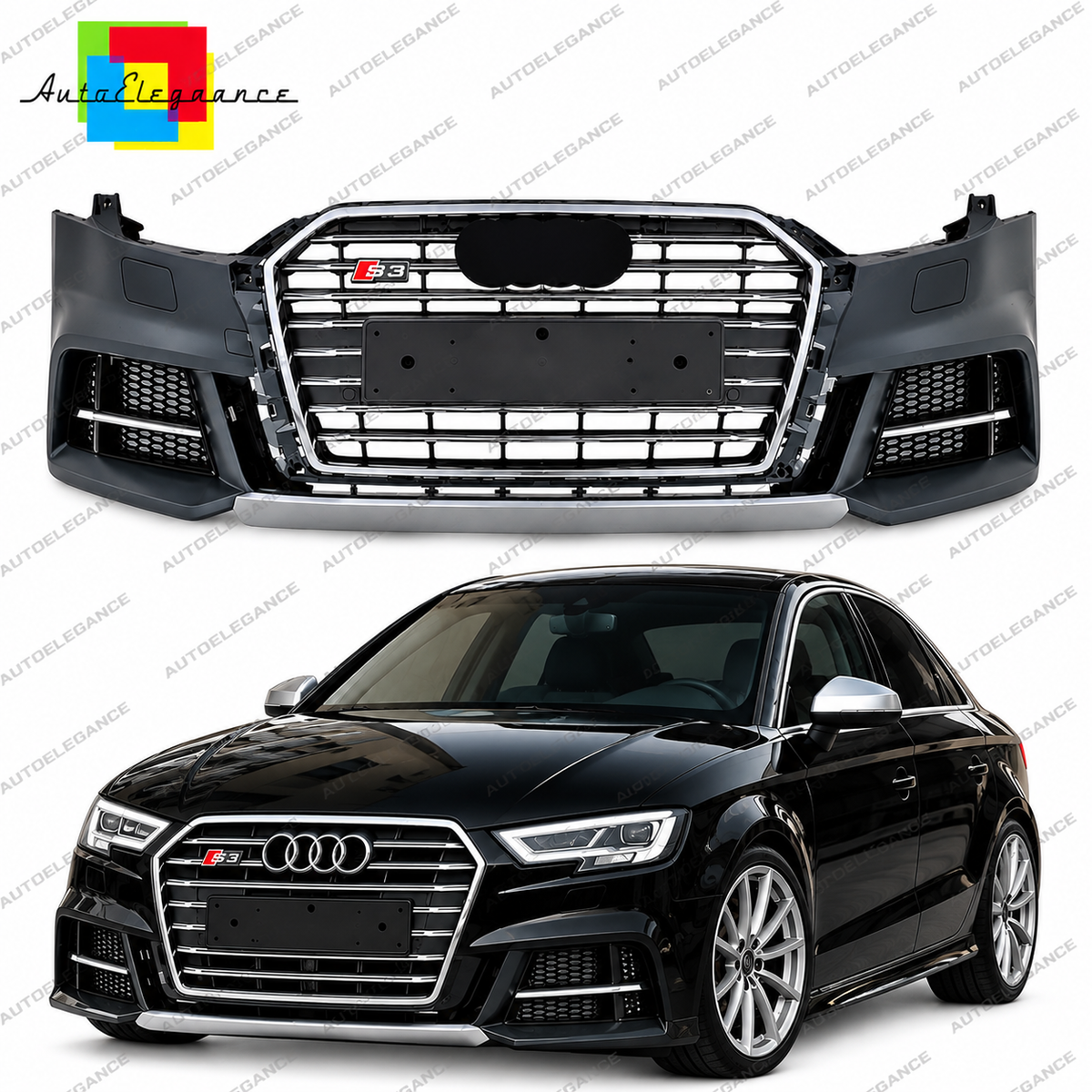 👉Paraurti anteriore adatto per Audi A3 8V S3 Facelift 2017+ SportbacK 0751👈