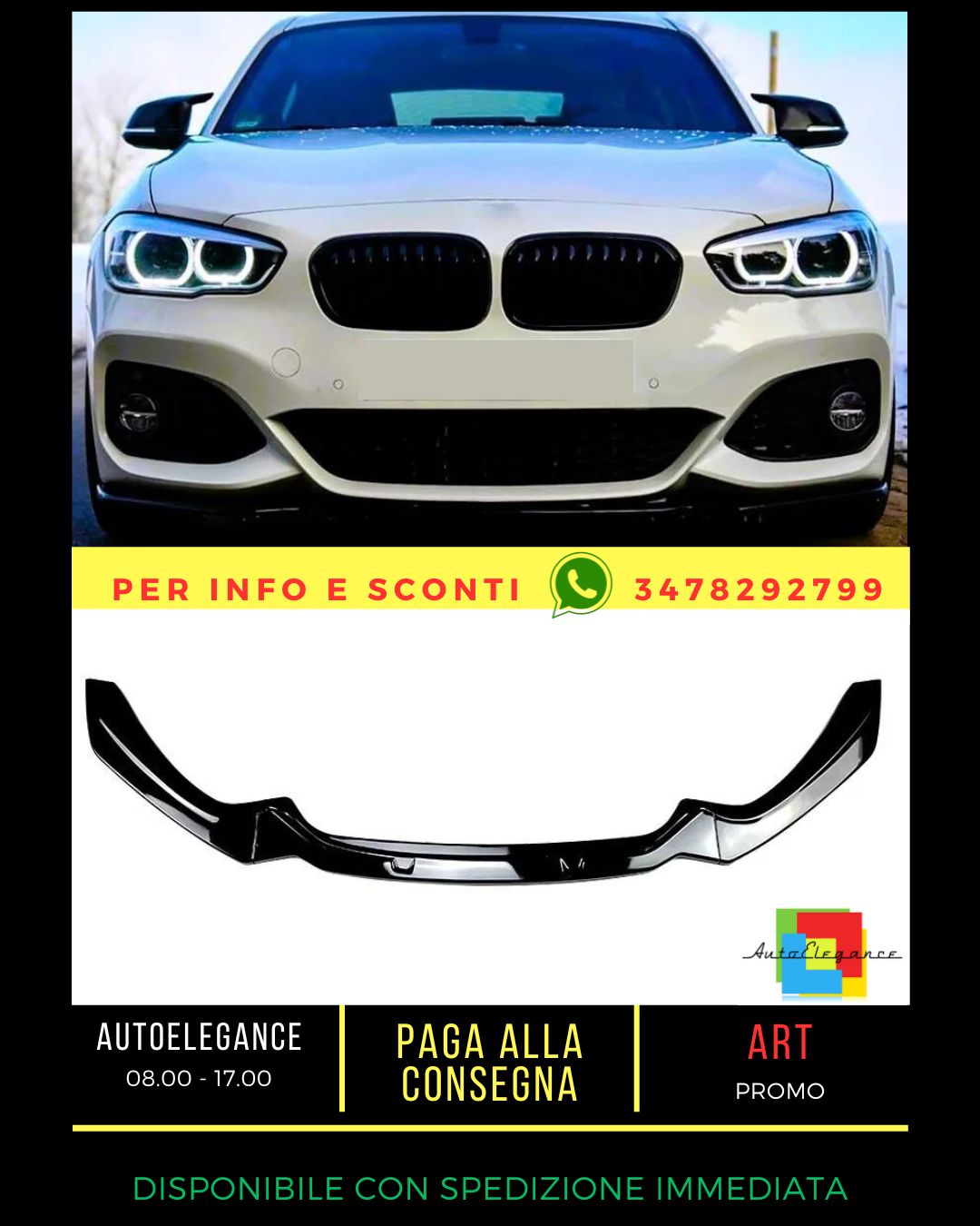 😍BMW 1 Series F20 F21 LCI Gloss Black Front Splitter Lip M Sport 2015-19😍