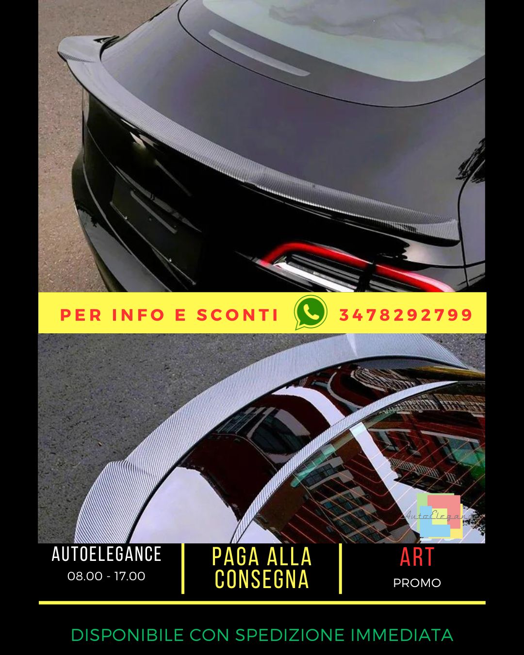 ✨Spoiler nero lucido adatto per Tesla Model 3✨