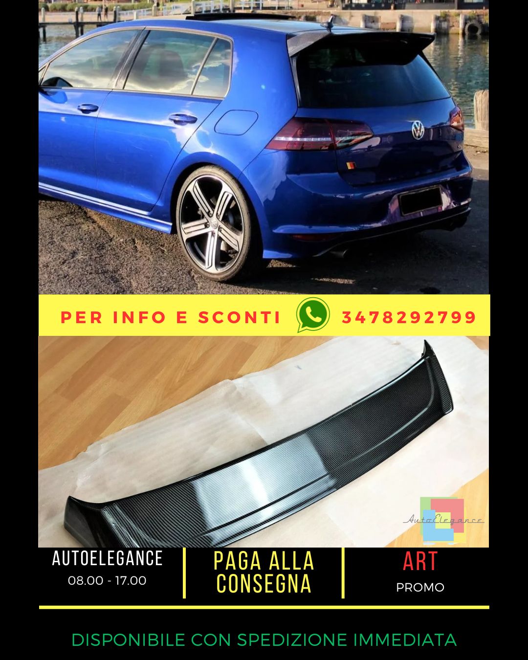 ✨Spoiler in fibra di carbonio stile Osir adatto  per VW Golf R GTI GTD MK7✨