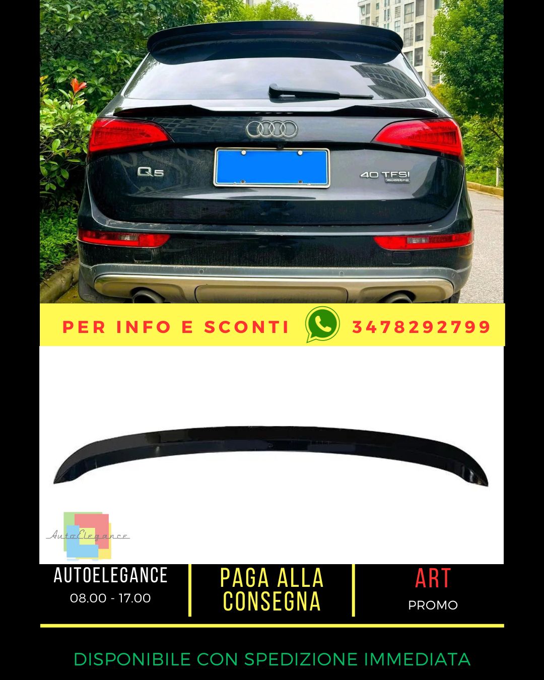 🖤KIT Gloss Black Spoiler Suitable For Audi Q5 SUV 4X4 2009-2017🖤